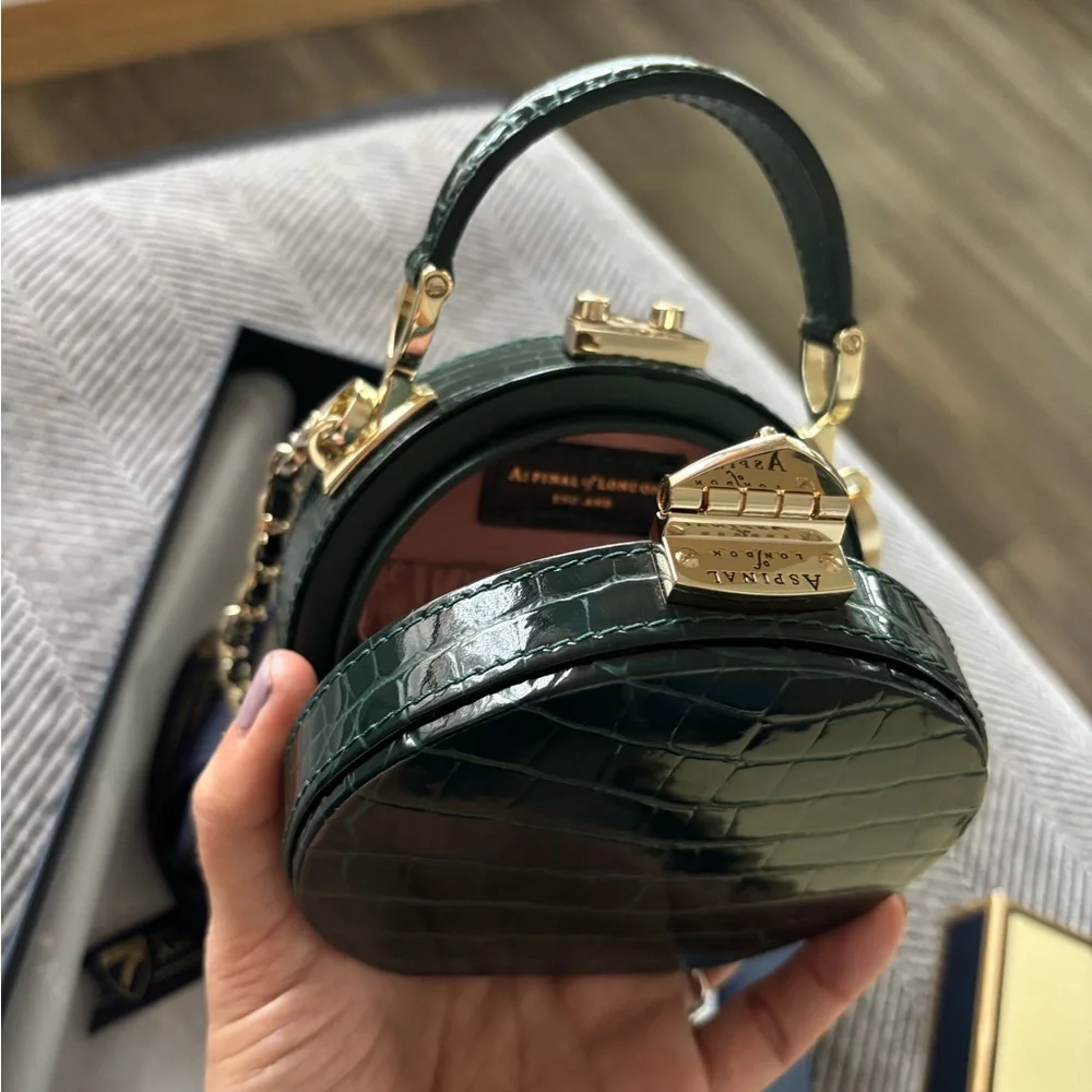 Aspinal of London Hat Box Micro crocodile-embossed patent leathers - Picture 10 of 15